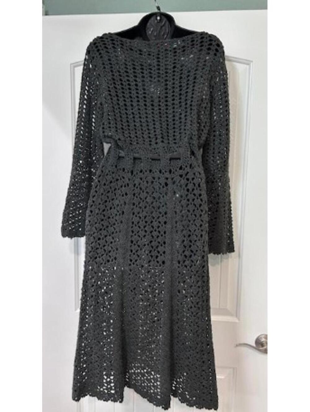 🖤 R & K Originals Charcoal Crochet Drama Dress M*Dark Academia/Romantic Goth - Picture 3 of 7